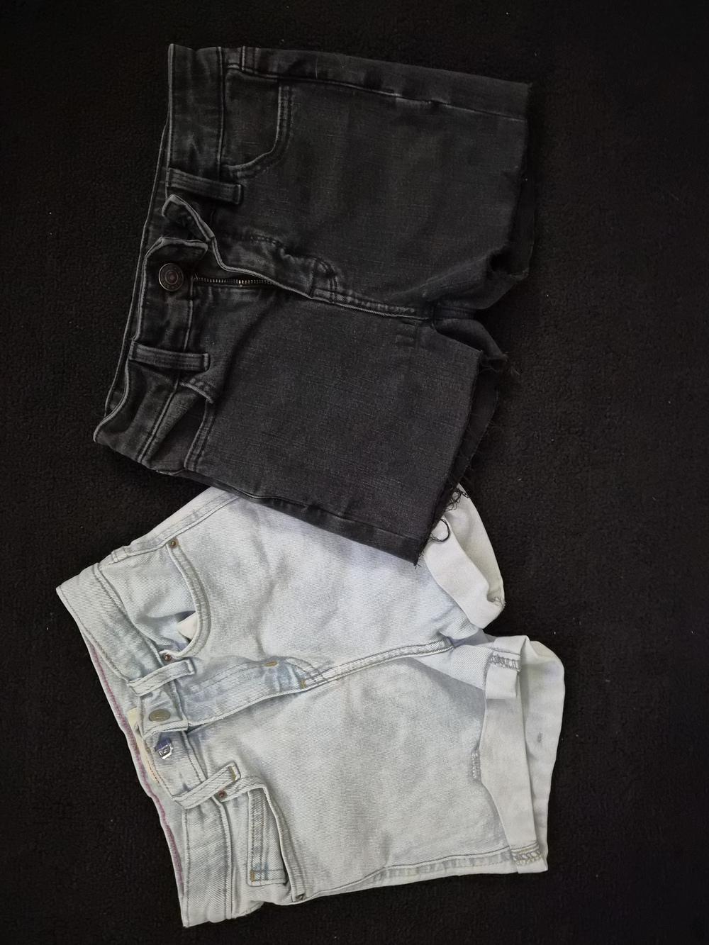 Women’s Denim Shorts - Black and Light Blue - Classic Casual